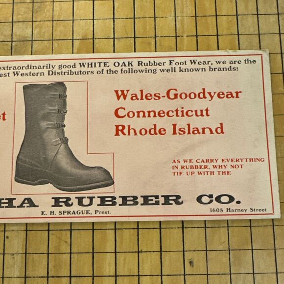 Omaha Rubber Company Nebraska Wales Goodyear Shoes Footwear Advertising Blotter - Picture 3 of 9